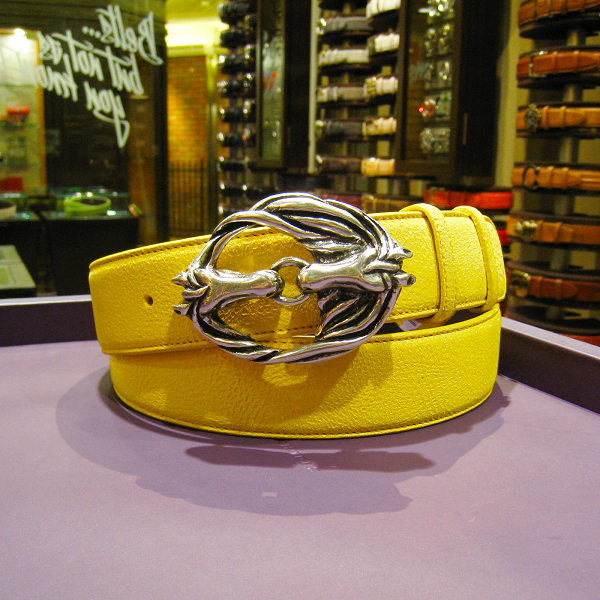 エリオットローズロンドン メンズ ベルト イエロー 40mm