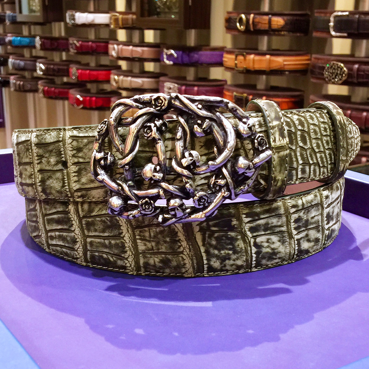 エリオットローズロンドン デニムエキゾチックベルト40mm