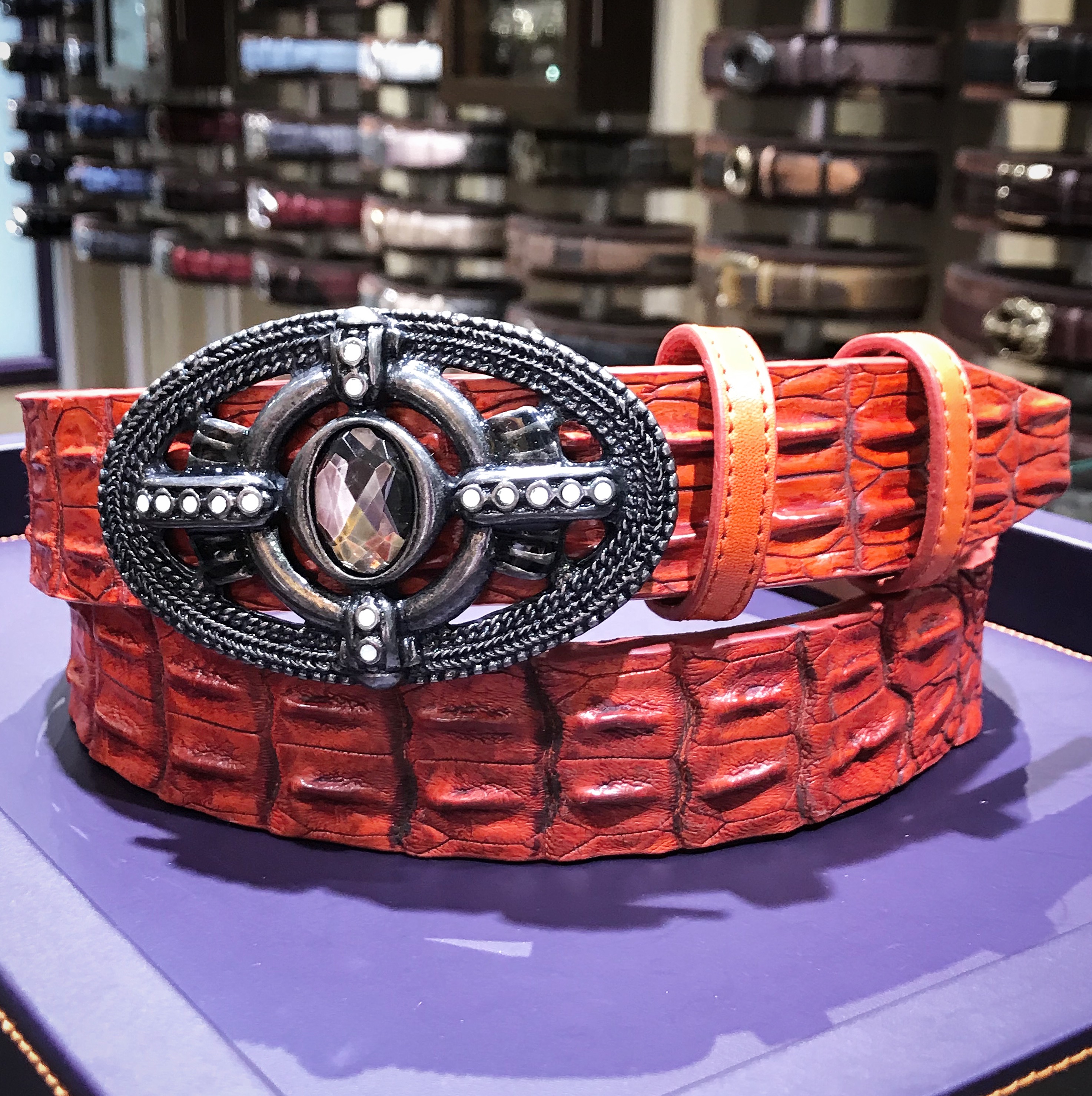 GENUINE SALT WATER CROCODILE ORANGE 40mmSTRAP